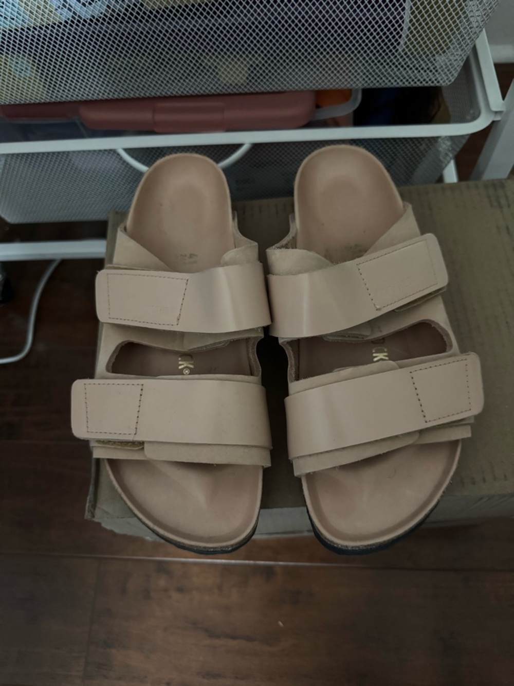 Birkenstock Neutral Beige Double-Strap Slide Sandals